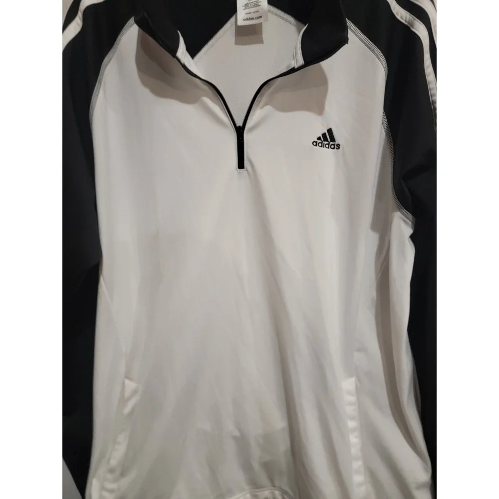 Adidas Originals Black White 1/4 Zip‎ Pullover Tracksuit Jacket Stripes Large